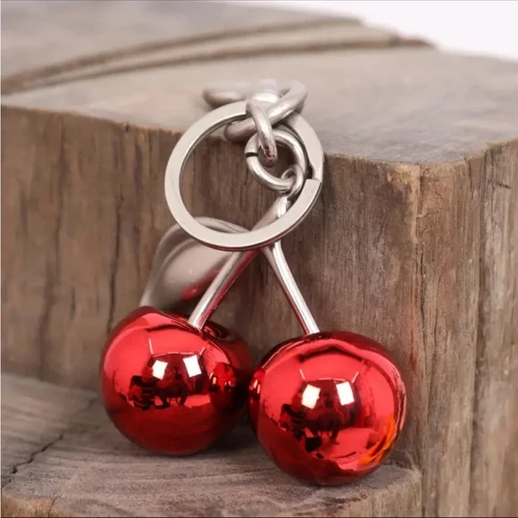 Red Cherry Charm/keychain-Chrome - Picture 2 of 4